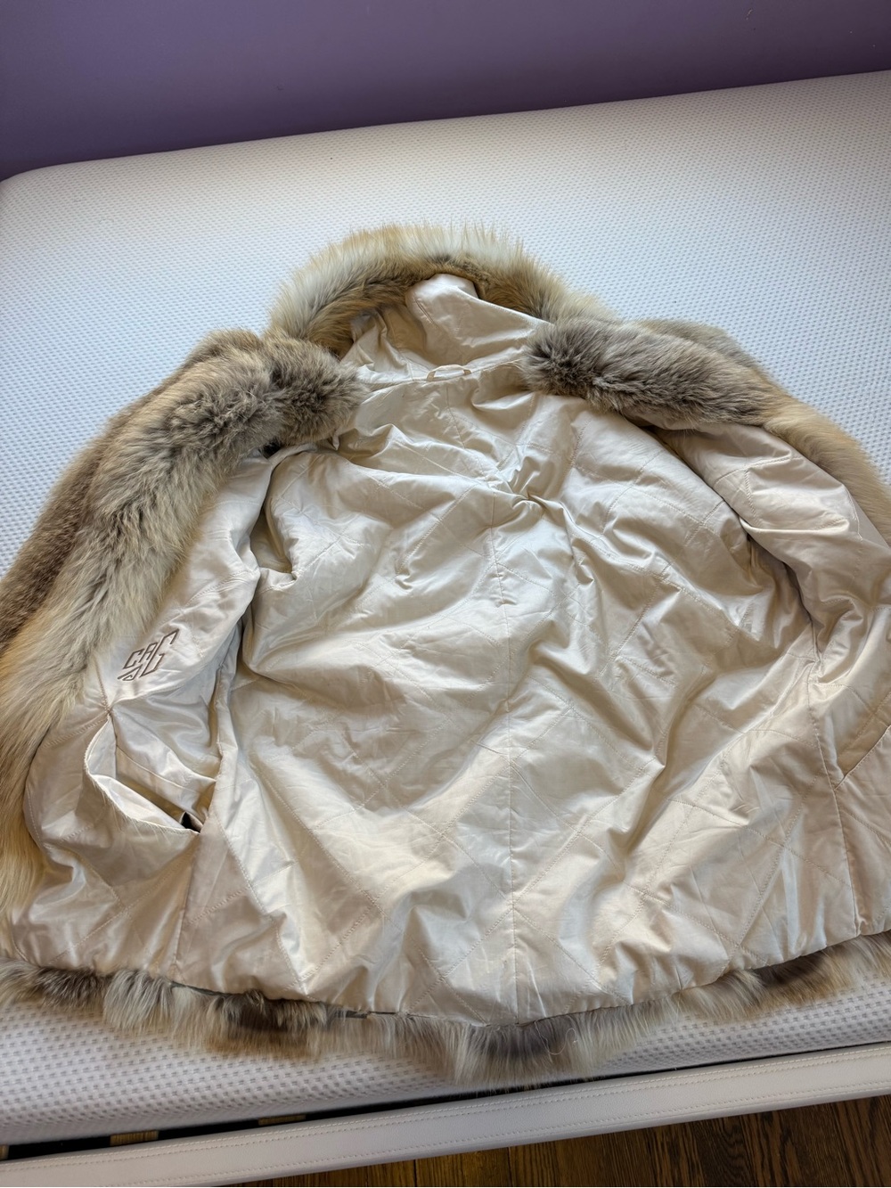 Golden island gold fox Luxurious Natural Fur Coat -Honey Blonde Tones Men  hood - Picture 8 of 16